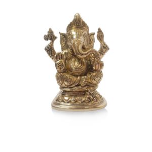 Brass Ganesha Round Base (3 Inch)