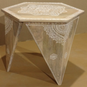 Wooden Painted Hexagonal Stools (Set of 2)