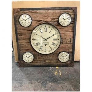 Wooden Square World Clock